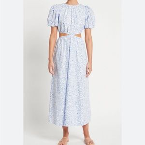 Faithfull the brand cutout floral midi dress size XS